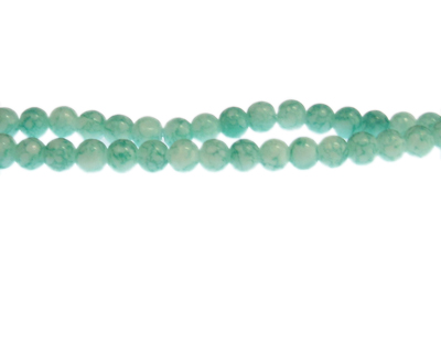 6mm Soft Aqua Marble-Style Glass Bead, approx. 70 beads