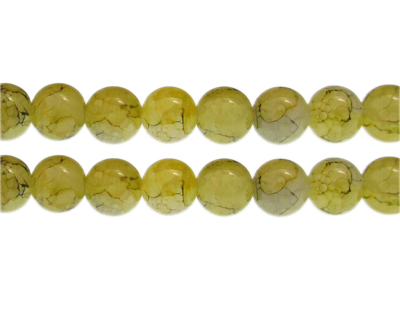 12mm Yellow/Gray Duo-Style Glass Bead, approx. 14 beads