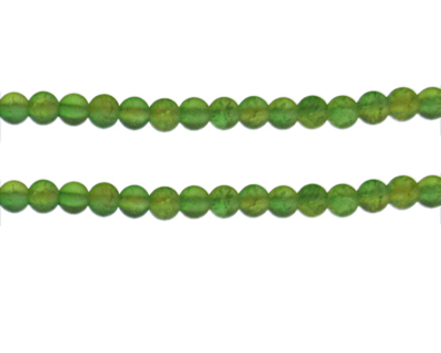 6mm 2xGreens Crackle Frosted Duo Bead, approx. 46 beads