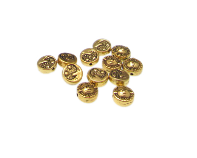 8mm Sun Metal Gold Spacer Bead, approx. 12 beads