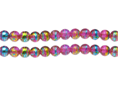 8mm Pink Pulse Abstract Glass Bead, approx. 35 beads