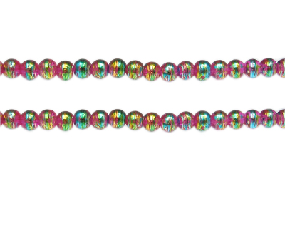 6mm Pink Pulse Abstract Glass Bead, approx. 48 beads