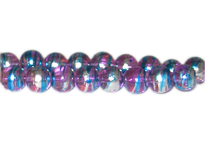 10mm Plush Purple Abstract Glass Bead, approx. 22 beads