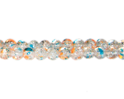 8mm Summer Floral Crackle Season Glass Bead, approx. 54 beads
