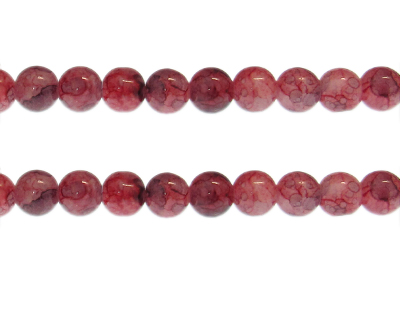 (image for) 10mm Dark Red/Gray Duo-Style Glass Bead, approx. 18 beads - Click Image to Close