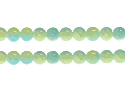 (image for) 10mm Pastel Blue/Yellow Duo-Style Glass Bead, approx. 18 beads - Click Image to Close