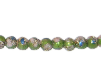 (image for) 6mm Apple Green Round Cloisonne Bead, 7 beads