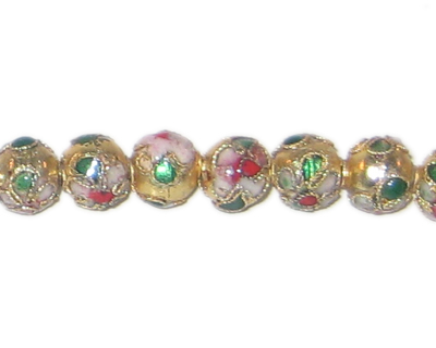 (image for) 8mm Gold Round Cloisonne Bead, 6 beads