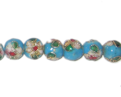 (image for) 8mm Turquoise Round Cloisonne Bead, 6 beads