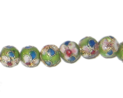 (image for) 8mm Apple Green Round Cloisonne Bead, 6 beads TEXT_CLOSE_WINDOW