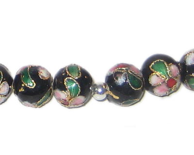 (image for) 10mm Black Round Cloisonne Bead, 4 beads