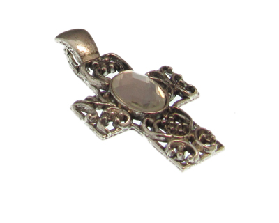 60 x 34mm Ornate Silver Cross with bale