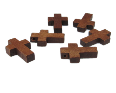 22 x 14mm Brown Wood Cross Charm, 6 charms
