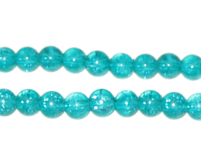 (image for) 6mm Aqua Crackle Glass Bead, approx. 74 beads