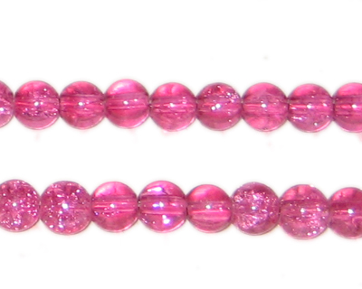 (image for) 6mm Fuchsia Round Crackle Glass Bead, approx. 75 beads