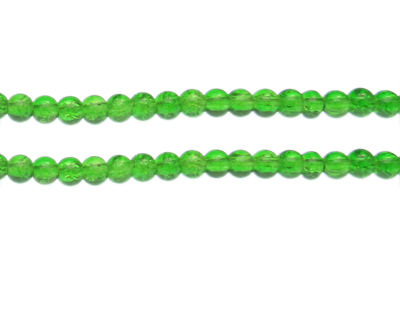 6mm Apple Green Round Crackle Glass Bead, approx. 74 beads
