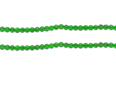 4mm Apple Green Round Crackle Glass Bead, approx. 105 beads