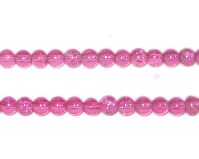 (image for) 4mm Fuchsia Round Crackle Glass Bead, approx. 105 beads