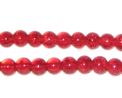 (image for) 6mm Light Red Round Crackle Glass Bead, approx. 74 beads