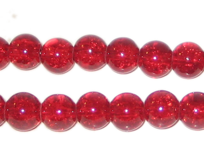 (image for) 8mm Light Red Round Crackle Glass Bead, approx. 55 beads