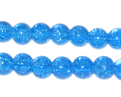8mm Light Turquoise Crackle Glass Bead, approx. 55 beads