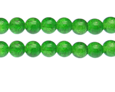 12mm Apple Green Round Crackle Bead, approx. 18 beads