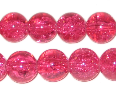 (image for) 12mm Fuchsia Round Crackle Bead, 8" string, approx. 18 beads