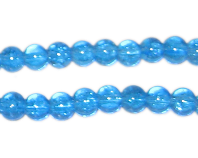 (image for) 6mm Dark Turquoise Round Crackle Glass Bead, approx. 48 beads