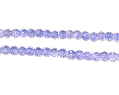 4mm Lilac Round Crackle Glass Bead, approx. 105 beads