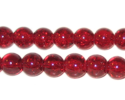 (image for) 8mm Dark Red Round Crackle Glass Bead, approx. 35 beads