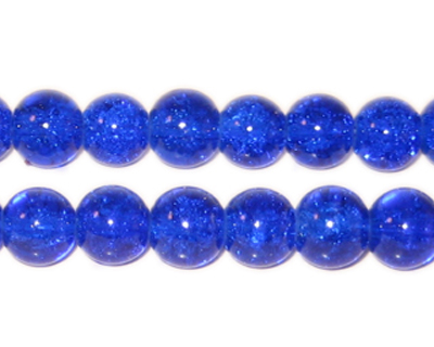8mm Dark Blue Crackle Glass Bead, approx. 55 beads