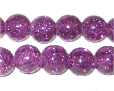12mm Plum Crackle Bead, 8" string, approx. 18 beads