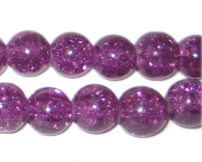 10mm Plum Round Crackle Bead, 8" string, approx. 21 beads