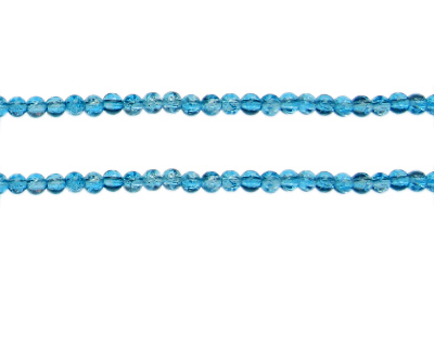 4mm Deep Turq. Crackle Glass Bead, approx. 105 beads