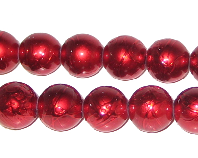 12mm Drizzled Red Bead, approx. 13 beads