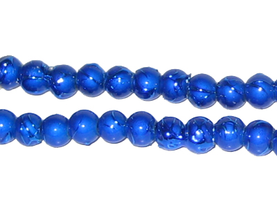 (image for) 6mm Drizzled Blue Glass Bead, approx. 43 beads