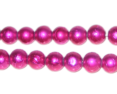 (image for) 8mm Drizzled Fuchsia Bead, approx. 36 beads