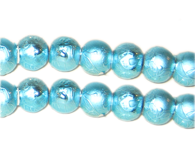 10mm Drizzled Turquoise Glass Bead, approx. 17 beads