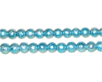 6mm Drizzled Turquoise Bead, approx. 43 beads
