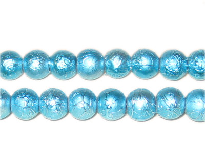 8mm Drizzled Turquoise Glass Bead, approx. 35 beads