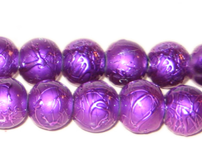 (image for) 12mm Drizzled Violet Glass Bead, 6" string - Click Image to Close