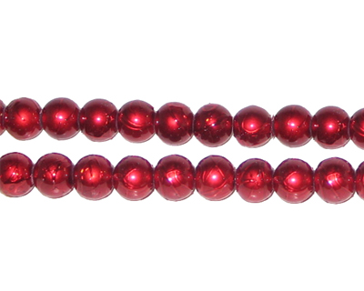 (image for) 6mm Drizzled Red Glass Bead, approx. 43 beads