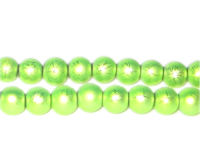 (image for) 8mm Drizzled Apple Green Glass Bead, approx. 35 beads