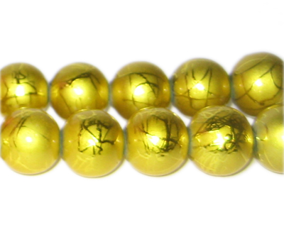 (image for) 12mm Drizzled Yellow Gold Bead, approx. 14 beads - Click Image to Close