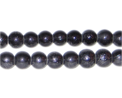 8mm Drizzled Charcoal Glass Bead, approx. 36 beads