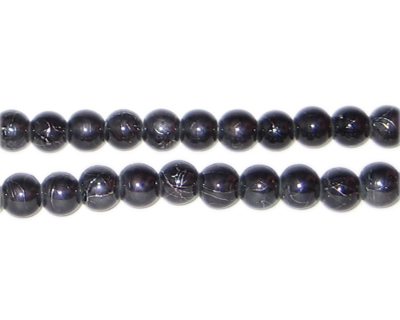 6mm Drizzled Charcoal Bead, approx. 43 beads