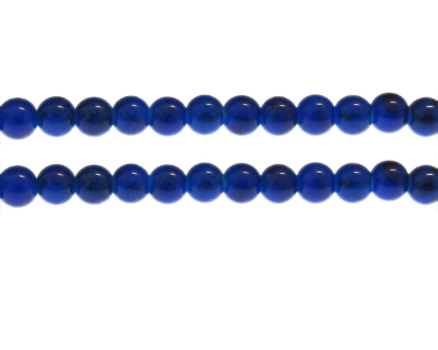 8mm Blue Marble-Style Glass Bead, approx. 55 beads