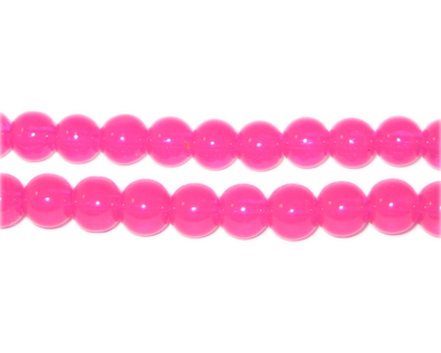 (image for) 6mm Hot Pink Jade-Style Glass Bead, approx. 77 beads - Click Image to Close