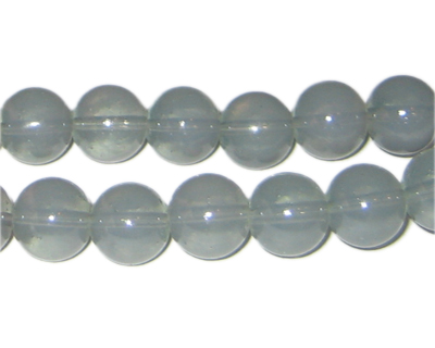 (image for) 12mm Silver Jade-Style Glass Bead, approx. 18 beads