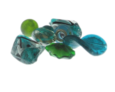 Approx. 1.5 - 2oz. Green/Aqua Lampwork Glass Bead Mix Approx. 1.5 - 2oz. Green/Aqua Lampwork Glass Bead Mix